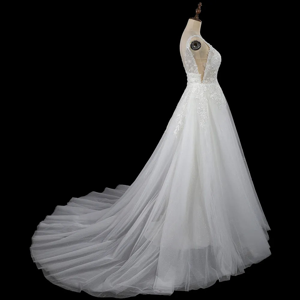 DB Studio Embellished Halter Neck A-Line Wedding Dress