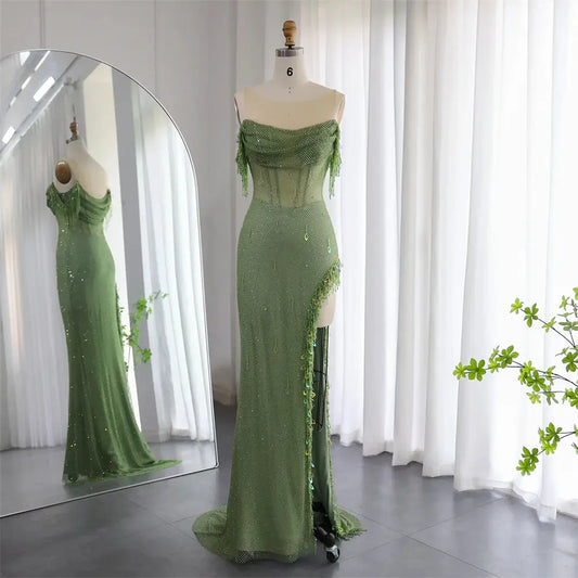 custom made wedding or evening dress high quality  green